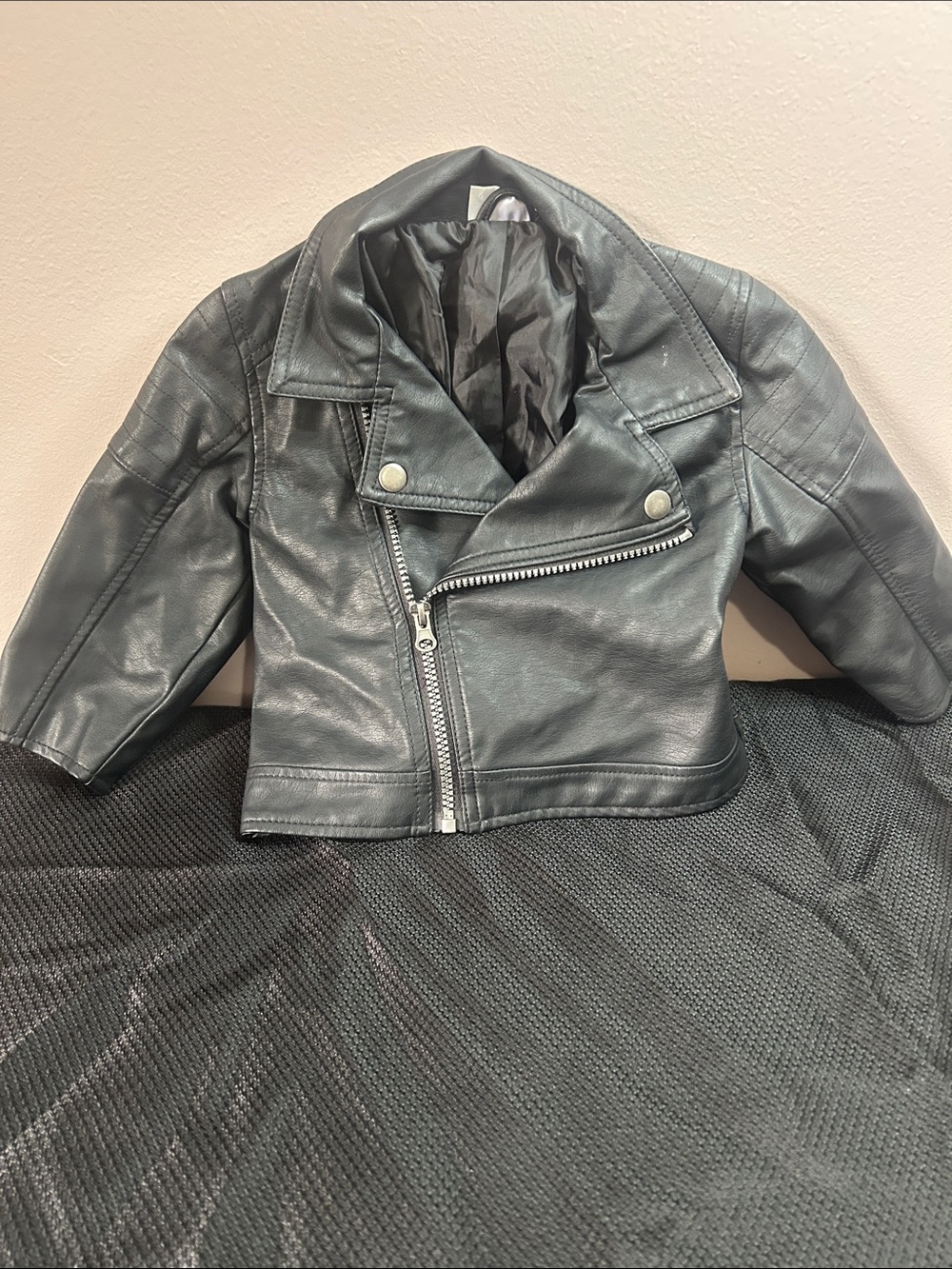 Kids Black Faux Leather Moto Jacket - Classic Style